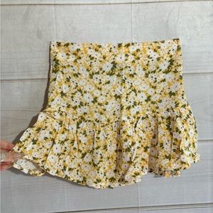 Yellow floral mini skirt